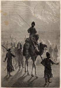 Tyrkiske fanger taget til Teheran med det formål at udveksle nag eller udveksle mod andre fanger. Gravering for at illustrere historien om Henri de Blocqueville "14 mois de captivite chez les turcomans"" mellem 1860 og 1861, i "Le tour du mo af Unknown artist