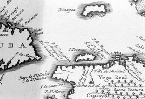 Skildpaddeøen og Santo Domingo fra et kort fra det 17. århundrede af Pierre Vandier. af Unknown artist