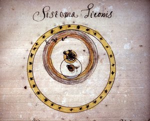 Tycho Brahe system. 1600-tals manuskript. af Unknown artist