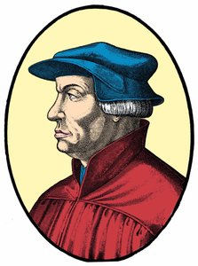Ulrich eller Huldrych Zwingli (1484-1531), schweizisk religiøs reformator. af Unknown artist