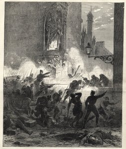 Republikanernes opstand i Catalonien: kampe i Barcelona natten mellem den 25. og 26. september 1869 - Sexenio Democratico (seks år demokratisk) - Spanien under general Francisco Serranos styre 1869/1870 - Republikansk opstand i Catalonien: bar af Unknown artist