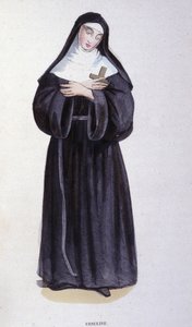 Ursuline. Gravering fra et album om religiøse ordrer, Paris af Unknown artist