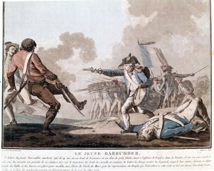 Vendées oprør: den unge Darruder. Dette er et eksempel på patriotisk heltemod, da Darruder var en 14-årig dreng, der tog sin fars våben, der lå død, for at dræbe sin lejemorder og fortsætte kampen. 1793. af Unknown artist