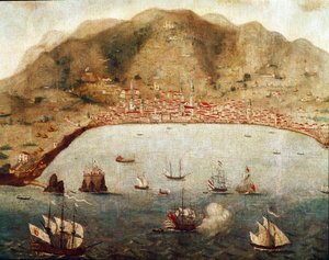 Udsigt over Funchal, Madere Island (maleri af Unknown artist