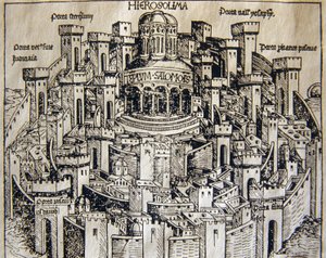 Udsigt over Jerusalem i middelalderen af Unknown artist