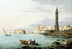 Udsigt over Napoli fra havnen. Til venstre står Castel dell