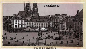 Udsigt over Place du Martroy i Orleans, Department of Loiret og Centre-regionen, Frankrig. Kromolitografi i slutningen af det 19. århundrede. af Unknown artist