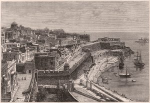Udsigt over Valletta og dens havn i det XIX århundrede af Unknown