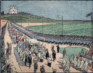 Udsigt til den eukaristiske procession ved den eukaristiske kongres i Karthago, Tunesien 11/05/1930 (Udsigt til den 30. internationale eukaristiske kongres, der blev afholdt i Karthago, Tunesien) af Unknown Artist