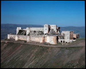 Udsigt over riddernes Krak, korsfarerborg, ca. 1100 (Fotografi) af Unknown artist