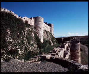 Udsigt over riddernes Krak, korsfarerborg, ca. 1100 (Fotografi) af Unknown artist