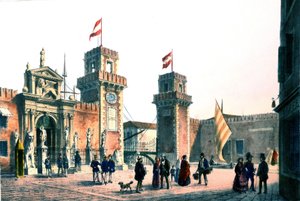 Udsigt over Venedigs Arsenal i det 19. århundrede. af Unknown artist