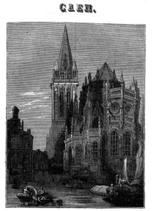 Udsigt over byen Caen i Normandiet i det 19. århundrede. af Unknown artist