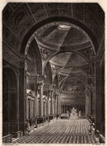 Udsigt over det indre af Madeleine-kirken i Paris i 1843, kort efter den åbnede for tilbedelse af Unknown