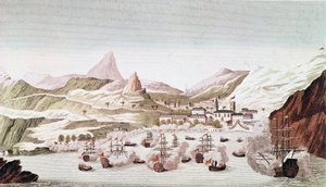 Udsigt over øen Saint Helena (gravering af Unknown artist