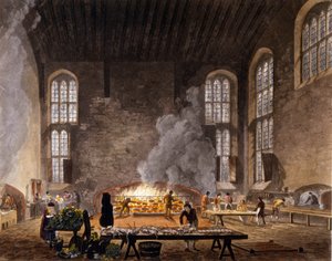 Udsigt over køkkenerne i Christ Church, Oxford University. 1850 af Unknown artist