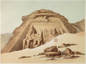 Udsigt over Abu Simbels tempel. Egypten. Illustration af det 19. århundrede. Paris, Frankrigs College af Unknown artist