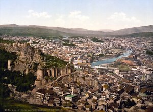 Udsigt over Tbilisi (tidligere navn Tiflis), hovedstaden i Republikken Georgien - ca. 1890 Privat samling af Unknown artist