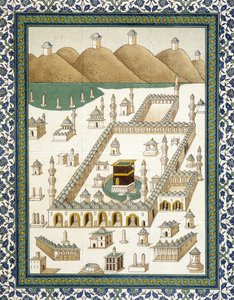 Vægfajancer: panel, der repræsenterer Kasbah (casbah) og dens omgivelser (Mekka) - i "" Arabisk kunst efter monumenterne i Kairo fra det 7. til det 18. århundrede"" af Prisse d