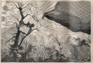 Krigen i 1870: nedstigningen af bolden "Armand Barbes"" med Leon Gambetta (1838-1882) om bord 7. oktober 1870 - Indgravering i "La Science francaise"" af Unknown artist