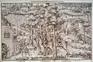 Religionskrige 1562-1598 "" Mordet på Francois I af Lorraine (1519-1563) Anden hertug af Guise den 18/02/1563. En katolsk leder blev han dræbt af calvinisten Jean de Poltrot de Mere eller Merey. Stik af det 16. århundrede. Paris, B.N. af Unknown artist