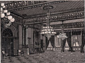 Washington, USA: udsigt over East Room, Det Hvide Hus. i "" Verden illustrerer 168 visninger"" Udateret (slutningen af det 19. århundrede) af Unknown artist