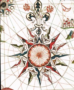 Vindrose (Detalje af portulan af Castellini af Unknown artist