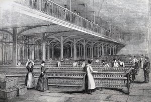 Kvinder og børn arbejder under farlige forhold af Unknown artist