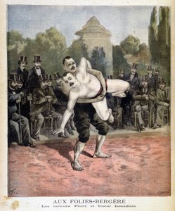 Wrestlere Pierri og Ussouf Ismaillolo ved Folies Bergeres i Paris. I Le petit journal, den 31/03/1895. af Unknown artist