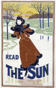 Ung kvinde på skøjter - annonce for avisen "" The Sun"" af Unknown artist