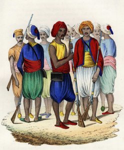Zouaves, indfødte tiraillører fra den franske hær i Afrika, trænede i 1830. I "" Storia d