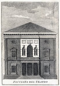 facaden på Fenice-teatret i Venedig i midten af det 19. århundrede. af Unknown artist