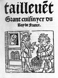 frontispice af "Le Viandier"" af Taillevent. Guillaume Tirel, kendt som Taillevent eller Taillevant fransk kok (1310 til 1395). 1 af Unknown artist