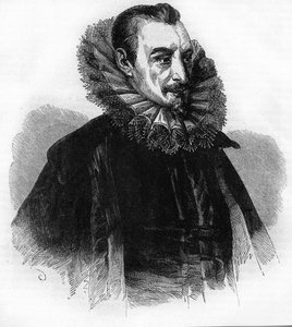 portræt af Edmund Spenser.Engelsk digter (1552 til 1599).gravering efter "History of England"" af William Howitt. af Unknown artist
