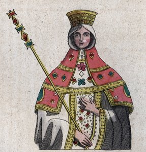 portræt af Eudokia (eller Eudocia) Ingerina (Eudocia Ingerina) (ca. 840 - ca. 882) hustru til den byzantinske kejser Basil I - indgravering fra "" Anvendelser og skikke for alle mennesker i universet. Det er historien om regeringen, lovene, militsen, relig af Unknown artist