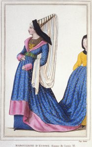 portræt af Margaret af Skotland, Dauphine af Frankrig - Datter af James I, konge af Skotland og hustru til Ludvig XI. 1418-1445. stik fra 1830. af Unknown artist