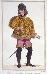 portræt af Pierre de Giac, favorit af Charles VII, minister og finansinspektør. Stik fra 1830 af Unknown artist