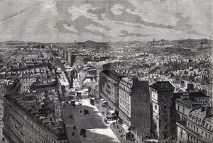 the Great Works of Haussman - Transformationer af Paris under det andet imperium, Paris Haussmannien (Boulevard, Haussmannien-værker) - Le piercing de rue Etienne Marcel- fra rue Turbigo til Place des Victoires - indgravering i "Le journal illustrious"" af af Unknown artist