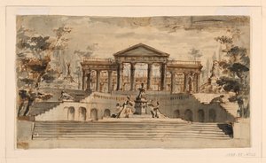 Scenedesign: Åbent tempel i en have