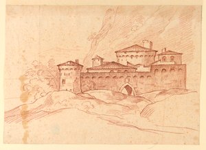 Tegning, Slot i bjergene, 1810-1830 af Unknown artistUnknown artist