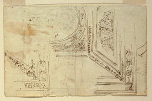 Tegning, loftsdekorationer, 1810-1820 af Unknown artistUnknown artist
