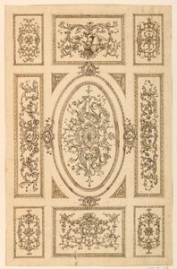 Tegning, loftsdesign, ca. 1750 af Unknown artistUnknown artist
