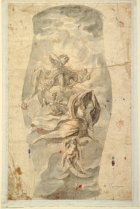 Tegning, loftsdesign med Apollo, ca. 1780 af Unknown artistUnknown artist