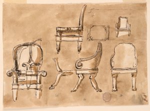 Tegning, Stole, 1780-90 af Unknown artistUnknown artist