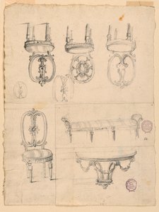 Tegninger, stole og arkitektoniske skitser, 1785-1795 af Unknown artistUnknown artist