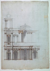 Tegning, kirkefacade, 18. århundrede af Unknown artistUnknown artist