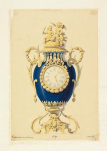 Tegning, ur sat i porcelæn, ca. 1855 af Unknown artistUnknown artist