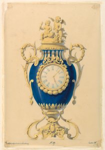 Tegning, ur sat i porcelæn, ca. 1855 af Unknown artistUnknown artist