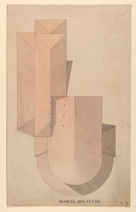 Tegning, Konkurrencedesign til La Fenice, Venedig: Tagplan, 1788 af Unknown artistUnknown artist