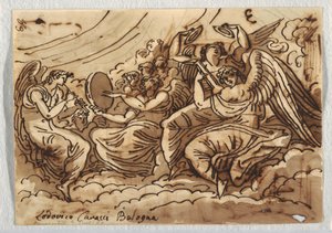 Tegning, Koncert med engle, 1813-18 af Unknown artistUnknown artist